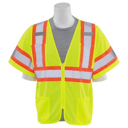 Safety Vest, Contrasting, Mesh, Class 3, S683P, Hi-Viz Lime, SM MPN:62150