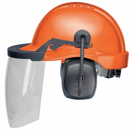 Hard Hat, ProGuard ™, Polypropylene, 6 Point Ratchet, Type 1, Class C, Orange (Cap)/Black (Muff) MPN:CU-30L-V