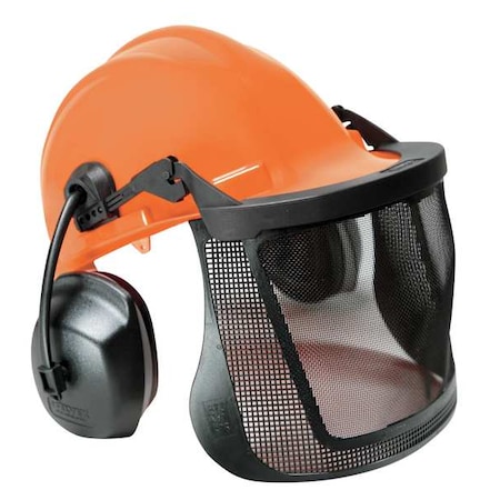 Hard Hat, ProGuard ™, Polypropylene, 6 Point Ratchet, Type 1, Class E, Orange (Cap)/Black (Muff) MPN:CU-30R
