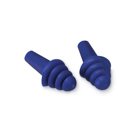 Quattro™ Reusable Rubber Vinyl Ear Plugs, Flanged Shape, 27 dB, Blue, 100 PK MPN:EP-401