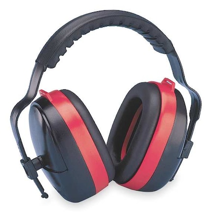MaxiMuff Multi-Position Ear Muffs, Foldable, Dielectric, Passive Protection, NRR 28 dB, Black/Red MPN:HB-35