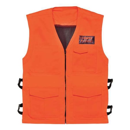 Vest, Cotton/Polyester, zipper Closure, Orange, Size XL MPN:JE-70XL