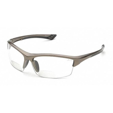 RX350C, Reader Safety Glasses, Anti-Fog, Clear Lens, Metallic Brown Frame, Half-Frame, Wraparound MPN:RX-350-C-2.0