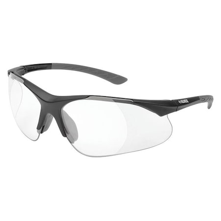 Safety Reading Glasses, Scratch-Resistant, Black Half-Frame, Clear Lens, +2.0 Diopter MPN:RX-500-C-2.0