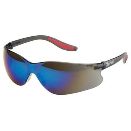 Xenon, Safety Glasses, Uncoated, Blue Mirror Lens, Black Frame, Frameless MPN:SG-14M