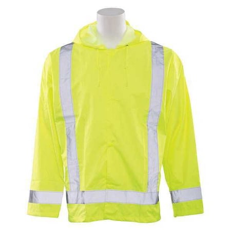 Hi-Vis Oversized Rain Jacket, Polyester/Polyurethane Coating, High Visibility Lime, M/L MPN:WEL61495HLLG