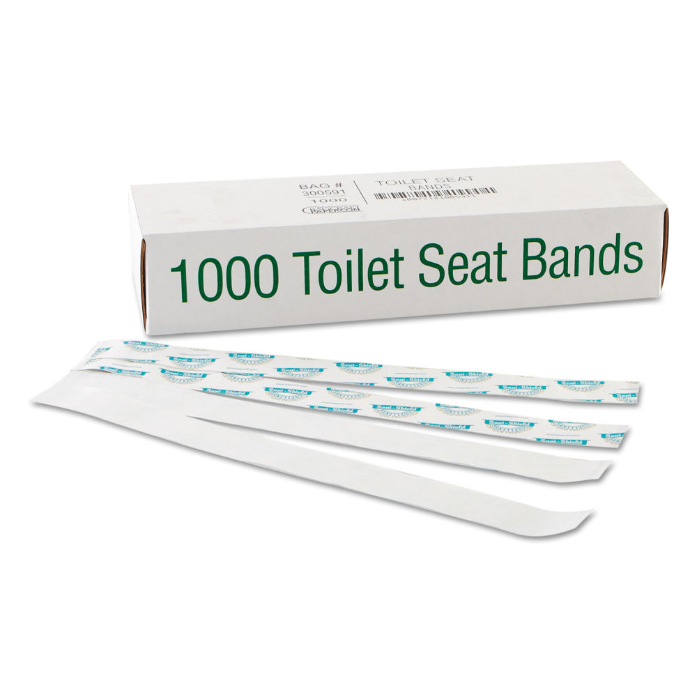 Bagcraft Sani/Shield Printed Toilet Seat Bands, 16in x 1 1/2in, Blue/White, Pack Of 1, 000 MPN:BGC300591