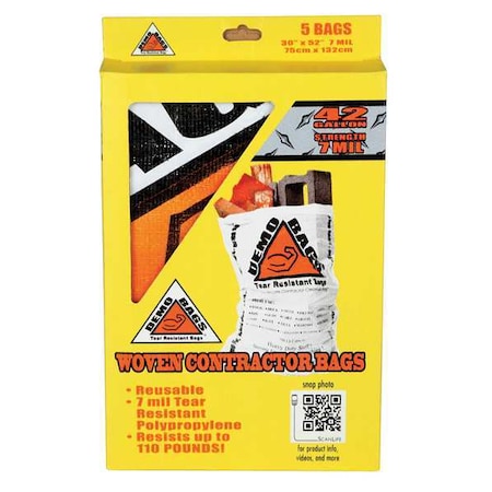42 gal Trash Bags, 30 in x 48 1/2 in, 7.0 mil, White MPN:DB05-42JR