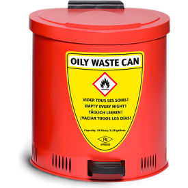 Denios 5.2 Gallon Oily Waste Can Red M72-1869