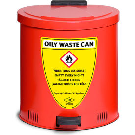 Denios 9.2 Gallon Oily Waste Can Red M72-1875