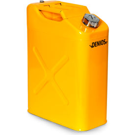 Denios Type I Steel Safety Can 5.2 Gallon Screw Lid with Dispensing Tube Yellow M72-0208