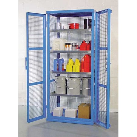 Enclosed Containment Shelves, 38 in W, 28 in D, 87 in H, (1) Wide, (4) Tier, Blue MPN:K32-3517