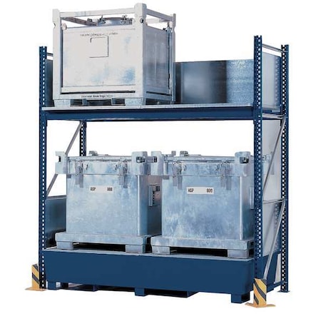 IBC Storage Rack and Sump, 120 in H, 55 in W, 55 in D, Blue MPN:K34-4610