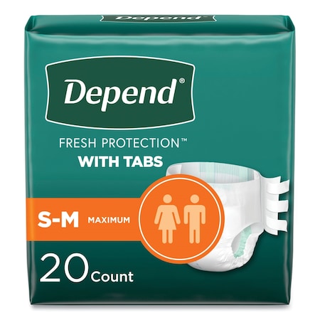 Incontinence Protection with Tabs, Small/Medium, 19 in. to 34 in. Waist, 60PK MPN:35456