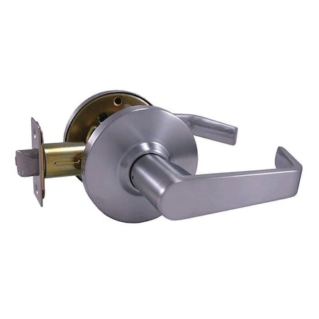 Grade 2 Cylindrical Lock, 75-Passage, F-Flat Lever, Round Rose, Satin Chrome, 2-3/4 Inch Backset MPN:DH-J-75-F-26D