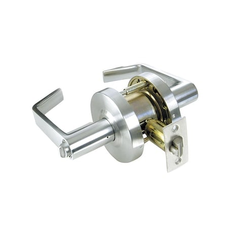 Grade 1 Cylindrical Lock, 75-Passage, F-Flat Lever, Round Rose, Satin Chrome, 2-3/4 Inch Backset MPN:DH-X-75-F-26D
