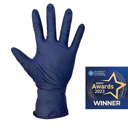 Metal Detectable Disposable Gloves, 4 Mil Palm, Nitrile, Powder-Free, Xl, 100 Pk, Blue MPN:455-A265-S092-X31