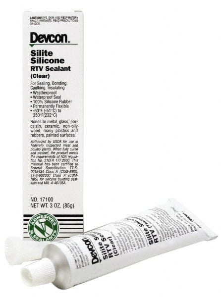 Joint Sealant: 3 oz Tube, Clear, RTV Silicone MPN:17100