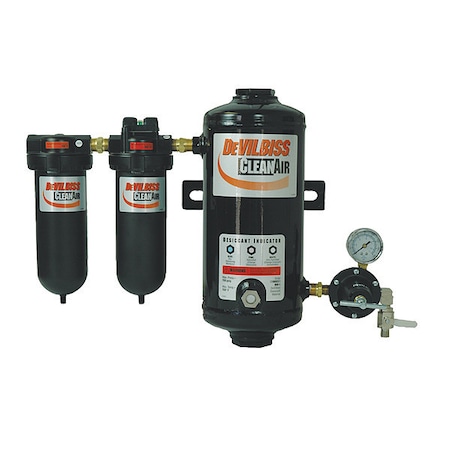 Desiccant Air Drying System, 3-Stage, ISO Class 1, 1/2 in NPT, 25 cfm, -40 Degree F Dew Point MPN:DAD-500
