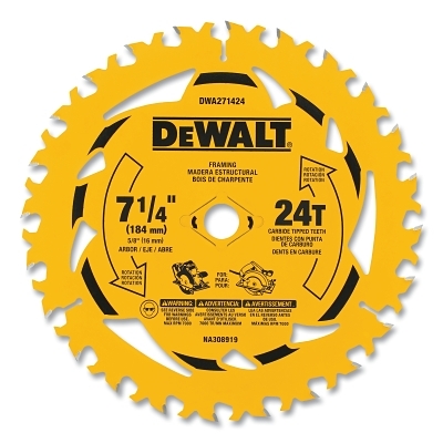 7-1/4 In Circular Saw Blade 24 Tooth 3/Pk MPN:DWA271424PK3