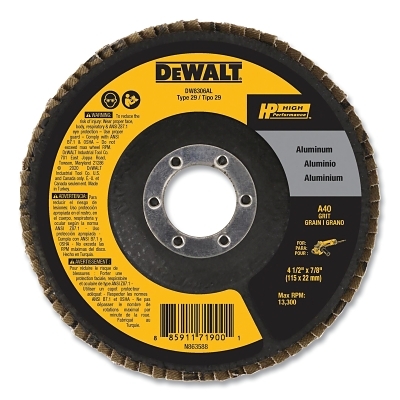 4.5IN X 7/8IN 40GRIT Alum Flap Disc MPN:DW8306AL