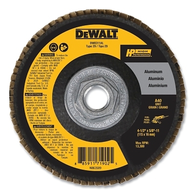 4.5IN X 5/8IN-11 60GRITALUM Flap Disc MPN:DW8312AL