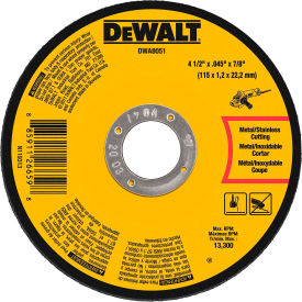 DeWalt® DWA8051 Metal Cutting Wheel Type 1 4-1/2