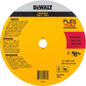 DeWalt® FLEXVOLT® Cutoff Wheel Ceramic 6600 RPM Type 1 9