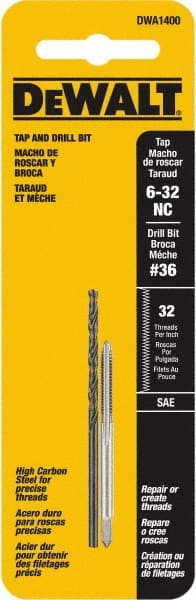 Combination Drill Tap: #6-32, 2B, 2 Flutes, High Carbon Steel MPN:DWA1400