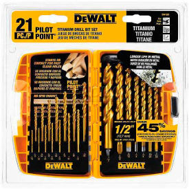 DeWalt® Pilot Point® Titanium Drill Bit Set DW1361 21 Piece Set DW1361