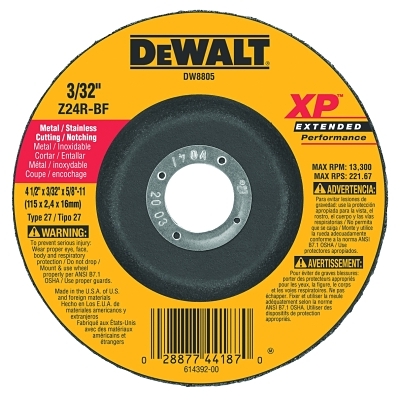 4 1/2IN X 3/32IN X 5/8IN11 Zirconia Abrasives MPN:DW8805