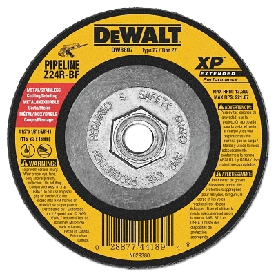 4 1/2IN X 1/8IN X 5/8IN11 Zironcia Abrasives MPN:DW8807