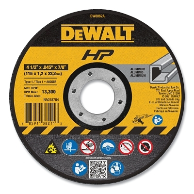 4-1/2 X.045 X 7/8 HP T1ALUMINUM Cutting MPN:DW8062A