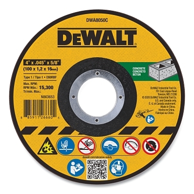 4 X .045 X 5/8 T1 Concrete Cutting MPN:DWA8050C