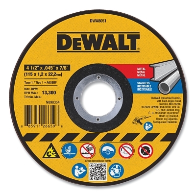 4-1/2 X .045 X 7/8 T1 Cutting MPN:DWA8051