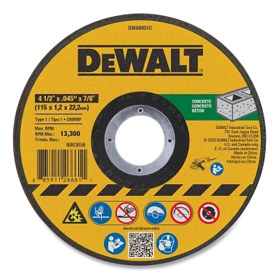 4-1/2 X.045 X 7/8 T1 Concrete Cutting MPN:DWA8051C