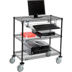 Nexel™ 3-Shelf Mobile Wire Computer LAN Workstation w/Keyboard Tray 36
