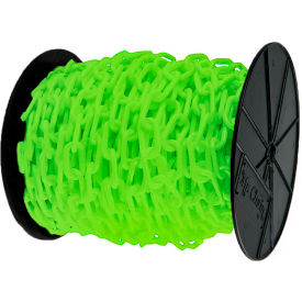 Mr. Chain® Plastic Chain Barrier On A Reel 1-1/2 x 200'L HDPE Safety Green 14301
