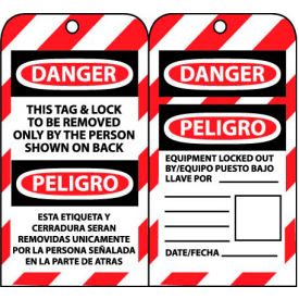 NMC™ SPLOTAG13 This Bilingual Lockout Tag & Lock To Be Removed Only By The Person Shown SPLOTAG13
