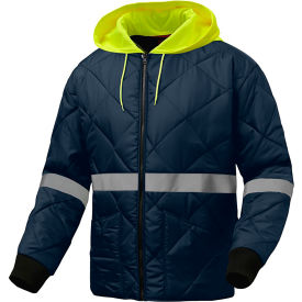 GSS Enhanced Visibility Diamond Quilted Jacket w/ Removable Hood Blue 2XL 8032-2XL
