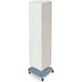 Global Approved 701465-WHT 4-Sided Interlocking Pegboard Floor Display W/ Wheels 14