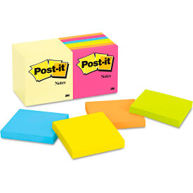 Post-it® Notes Original Pads Assorted Color Value Pack 3 x 3 100 Sheets/Pad 14 Pads/PK 65414YWM