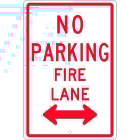 NMC TM620H Traffic Sign No Parking Fire Lane Double Arrow 18