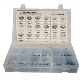 275 Piece Sheet Metal Screw Assortment - #6 to #14 - Phillips Flat Head - Steel - Zinc Plated TFP18FTA275