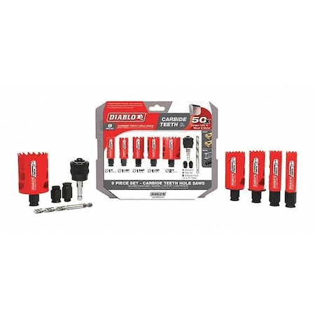 Carbide Gnrl Purpose Hole Saw Set, 9 pcs. MPN:DHS09SGPCT