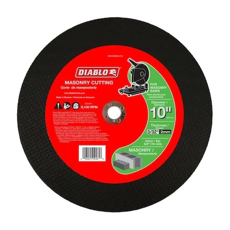 Abrasive Cut-Off Wheel, 10 in Dia, 3/32