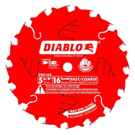 CircularSawBlade, Carbide, Dia:5 3/8