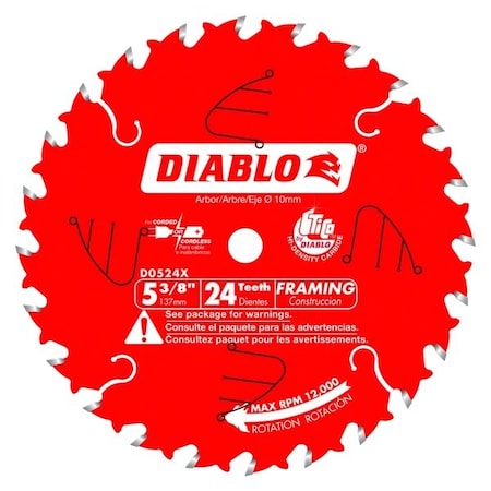 Cordless T Saw Blade, 5-3/8 in dia, 24T MPN:D0524X