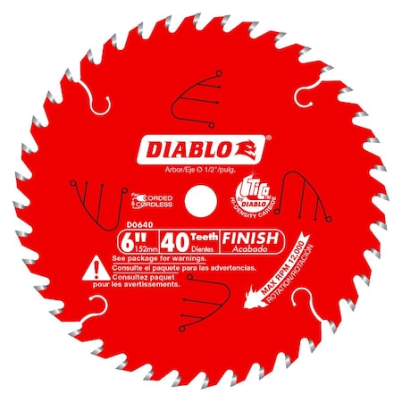 Trim Saw Blade, 6 in dia, 40 Tooth MPN:D0640X