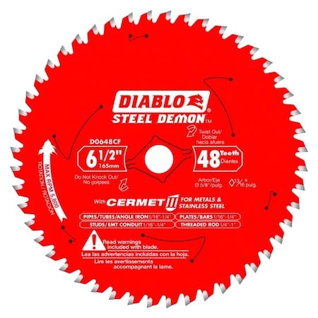 Circular Saw Blade, Cermet, Dia 6.5 in MPN:D0648CFA